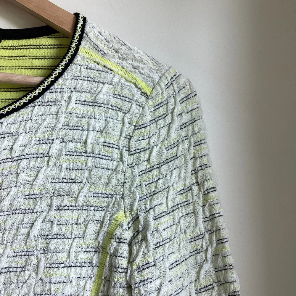 Aldo Martins Cardigan Sweater Womens Size 6 Yellow Black Lightweight Academia